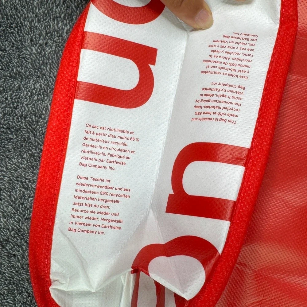 Lululemon Athletica Small Red Reusable Tote Bag Logo Snap Closure Eco Friendly